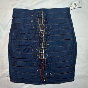 Fashion Nova Buckle Detail Denim Skirt